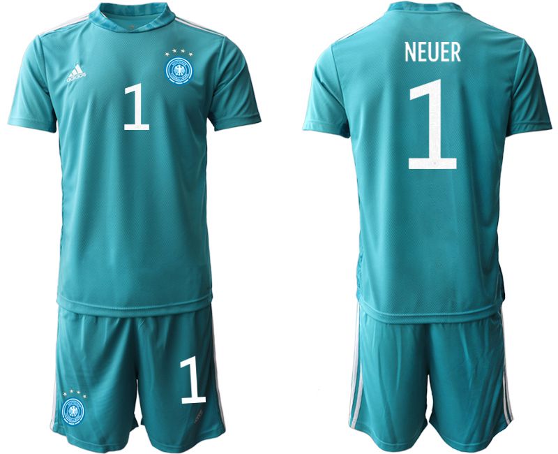 Men 2021 World Cup National Germany lake blue goalkeeper #1 Soccer Jerseys